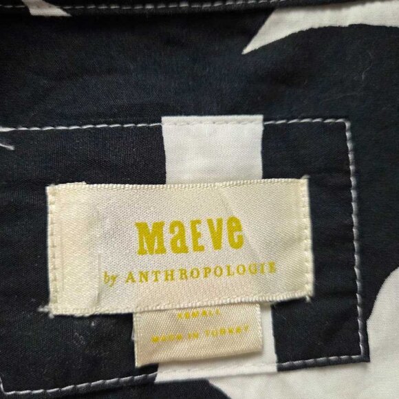 XS Maeve x Anthropologie The Bettina tiered shirt dress in Black & White floral - Picture 8 of 13